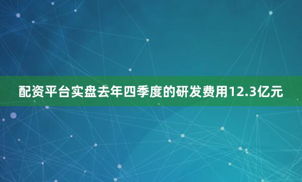 配资平台实盘去年四季度的研发费用12.3亿元