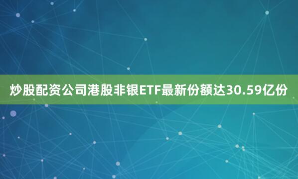 炒股配资公司港股非银ETF最新份额达30.59亿份